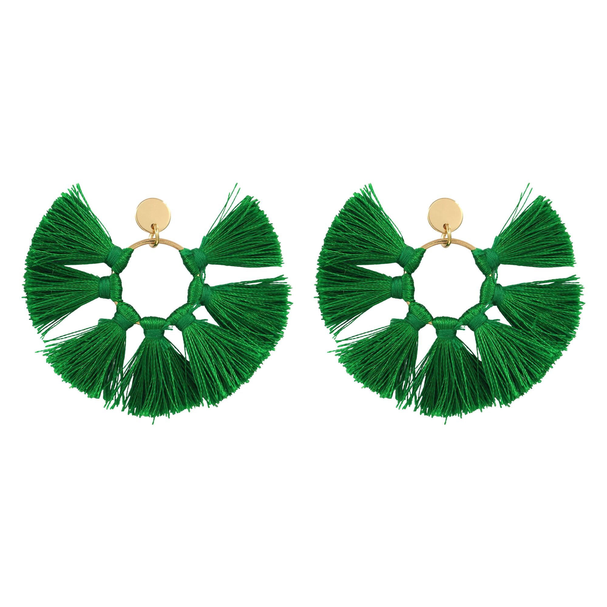 Summer Green Tassel Hoop Earrings by Make Market®